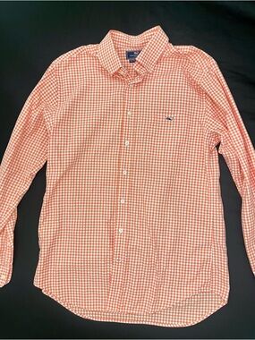 Vineyard Vines Orange and White Slim Fit Tucker Shirt Men's Button-Down Shirt